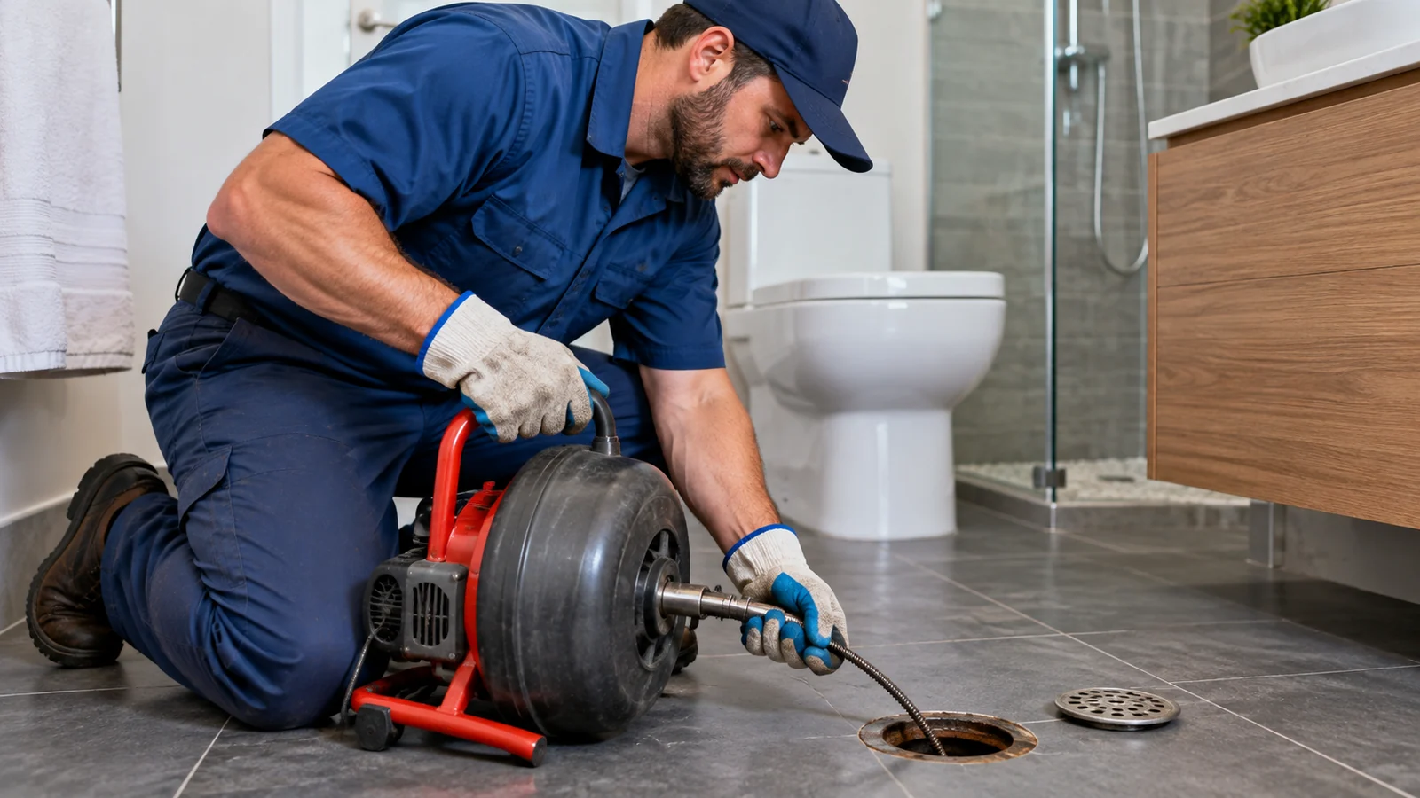 Profissional realizando manutenção em tubulação